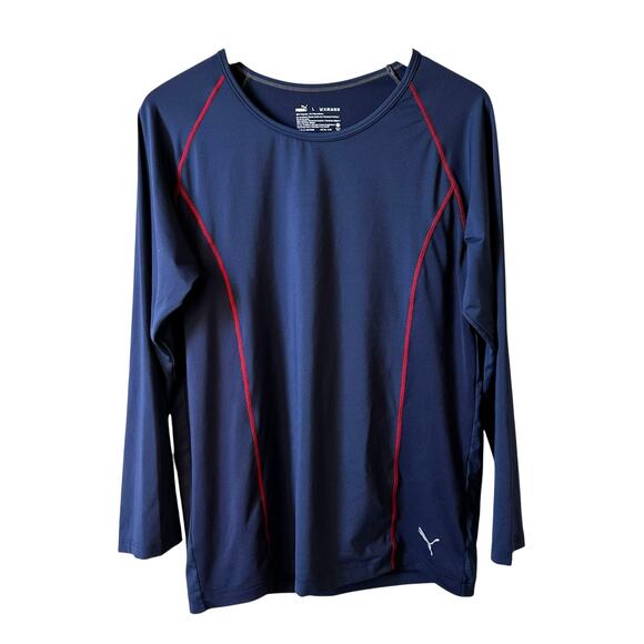 PUMA Men’s Long Sleeve Athletic T-Shirt Blue Size Large Activewear Gym - Picture 1 of 5
